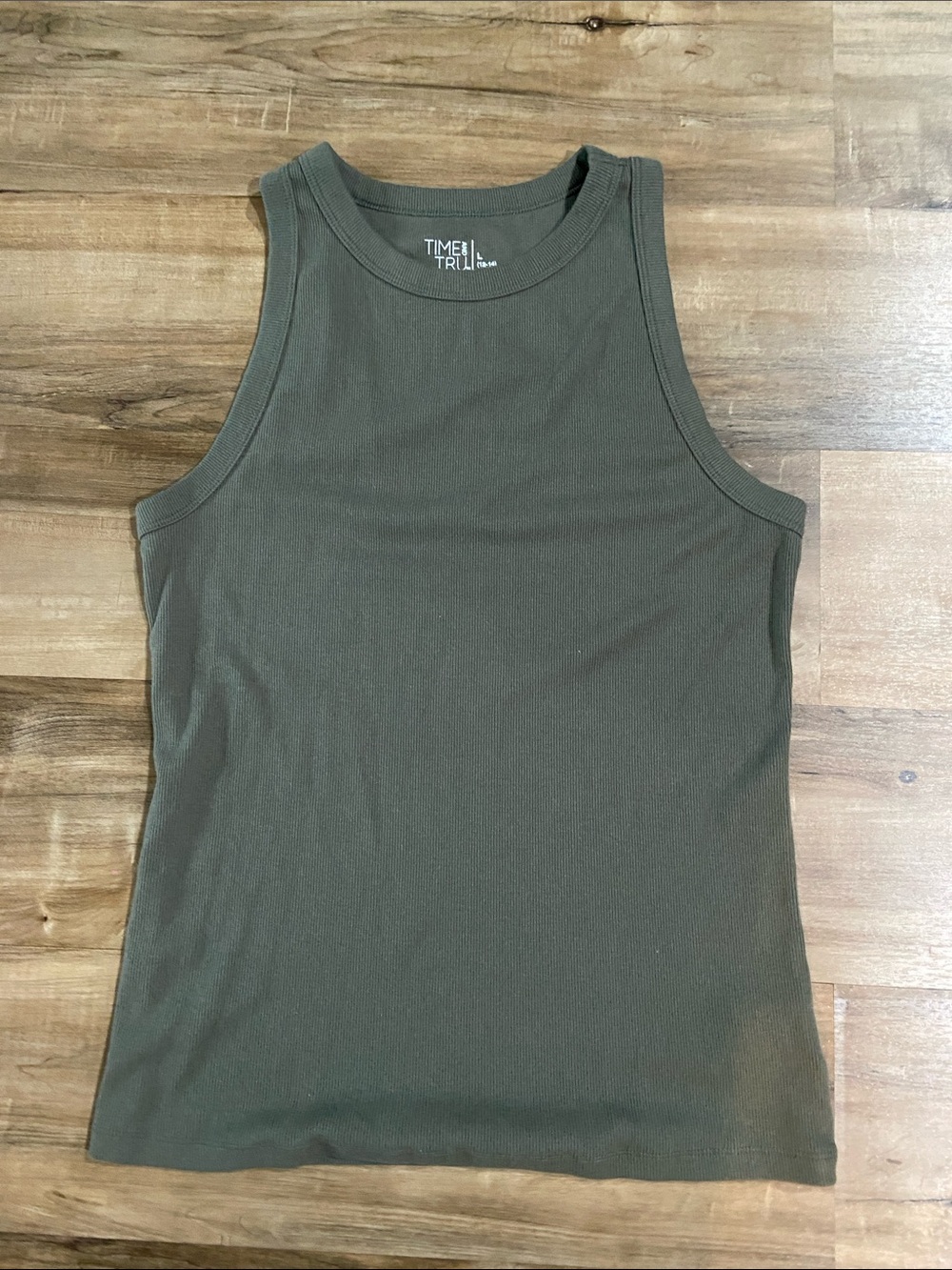 Time and Tru Olive Green Ribbed Tank Top